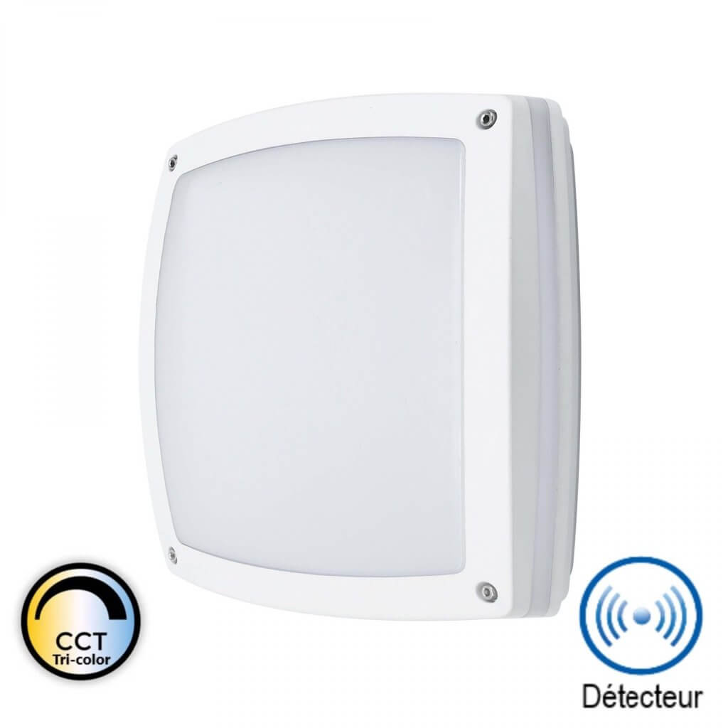 MADRID - Hublot applique LED carré détecteur blanc 24W CCT