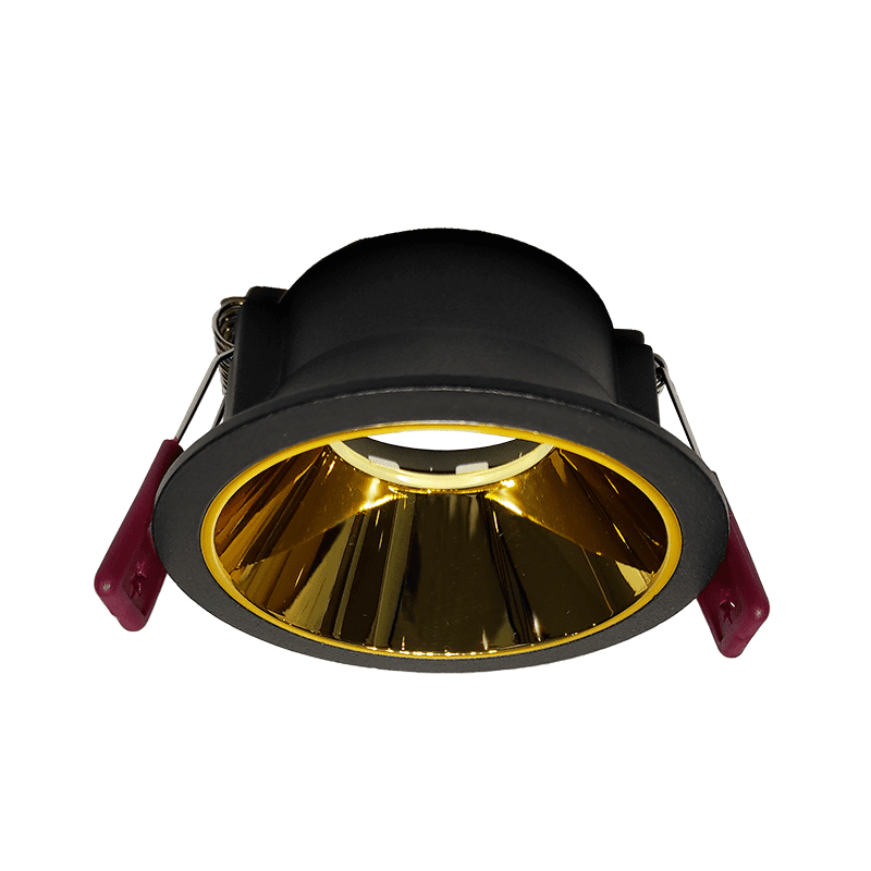 PRATO - collerette en retrait noire avec réflecteur doré pour module BORDEAUX ou ampoule GU10