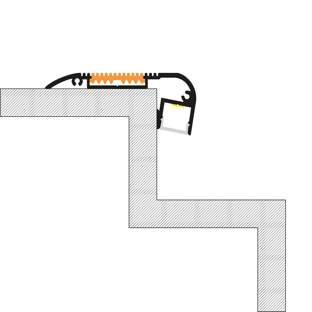 COLOGNE - Profilé aluminium nez-de-marche 200cm (escalier)