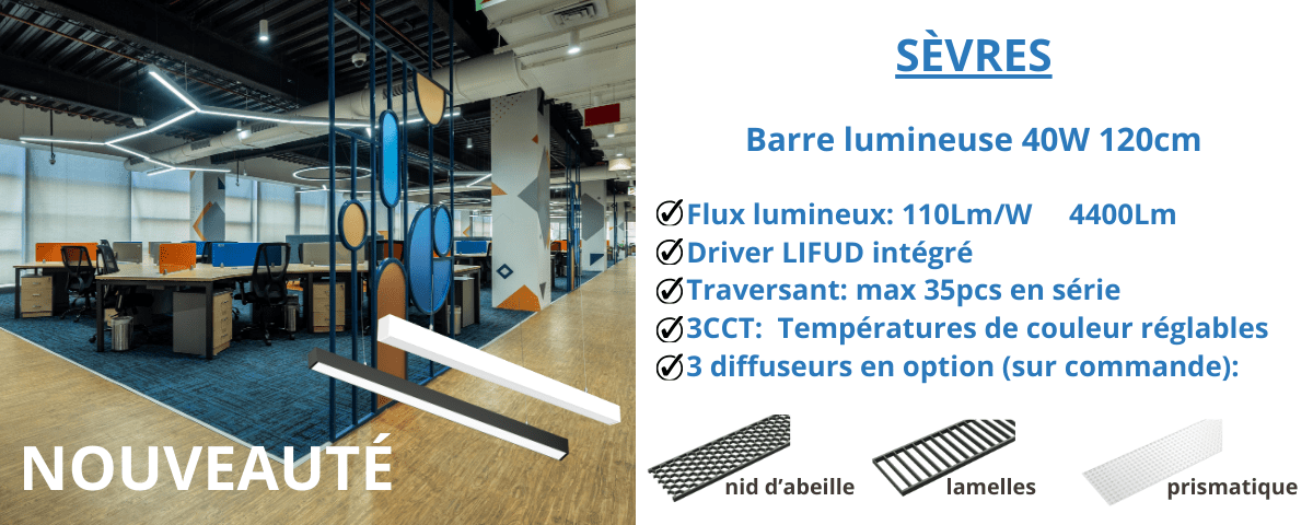 SÈVRES - Barre lumineuse LED 40W 120cm 3CCT de marque IDELED