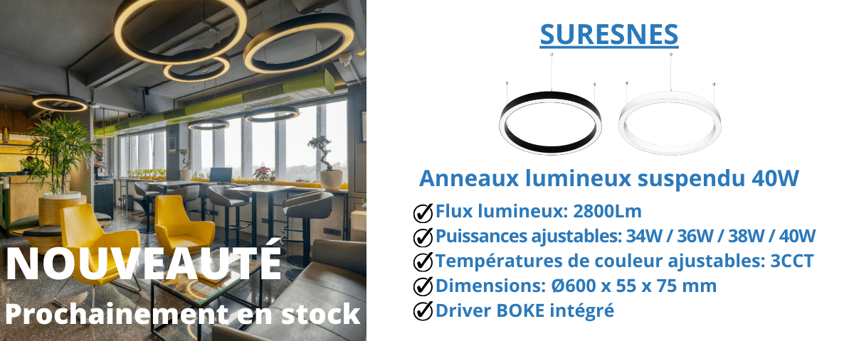 SURESNES - Anneaux lumineux suspendu 40W 3CCT  de marque IDELED