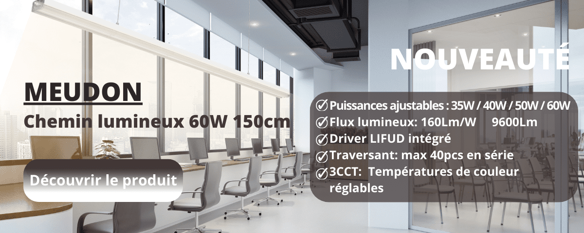 MEUDON – Chemin lumineux blanc 60W 150cm 3CCT de marque IDELED