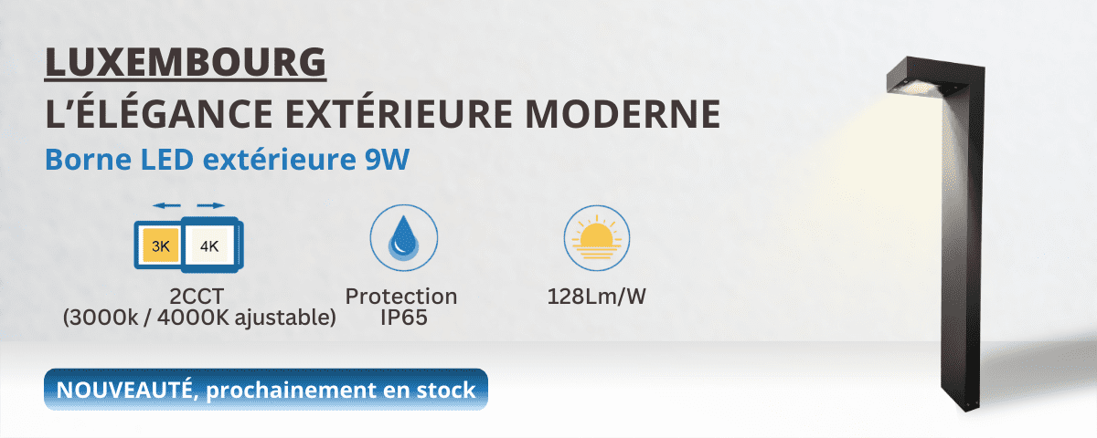 LUXEMBOURG – Borne extérieure 9W 2CCT IP65 de marque IDELED