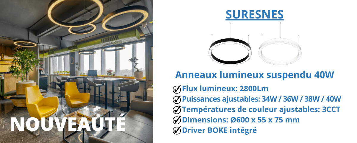 SURESNES - Anneaux lumineux suspendu 40W 3CCT  de marque IDELED
