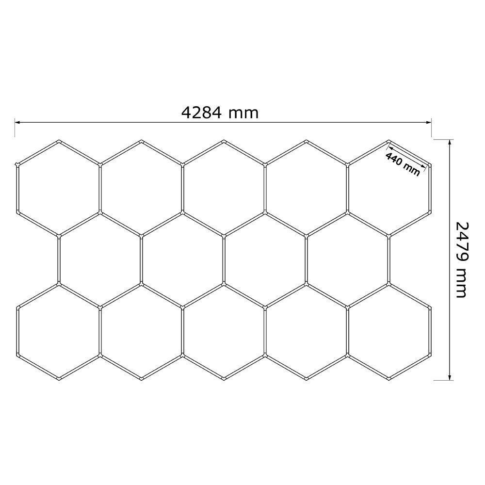 RUNGIS - Kit nid d'abeille à 14 hexagones lumineux 370.5W 6500K