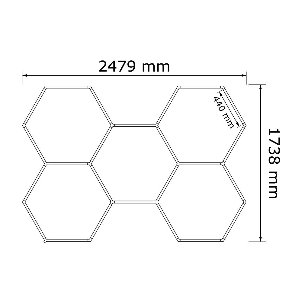 RUNGIS - Kit nid d'abeille à 5 hexagones lumineux 156W 6500K