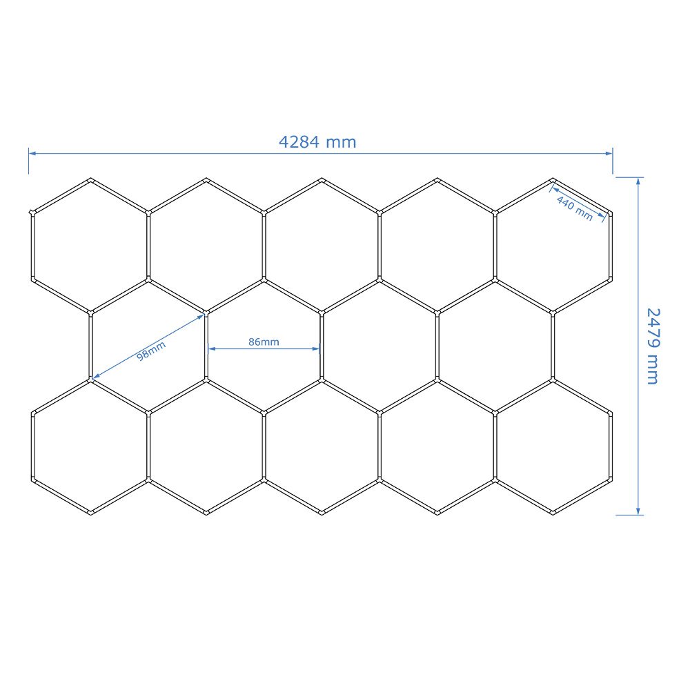 RUNGIS - Kit nid d'abeille à 14 hexagones lumineux 370.5W 6500K